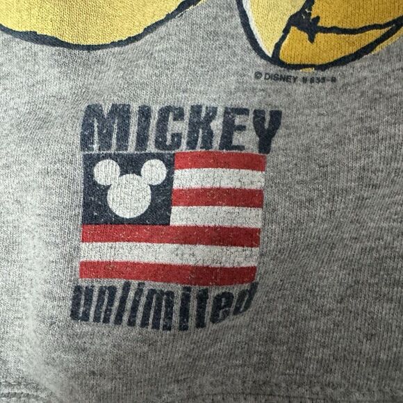 Vintage Mickey Unlimited Crewneck Sweatshirt M/L Mickey Mouse Gray Fleece 90s - Picture 2 of 7